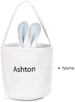 Personalized Bunny Ears Bucket Bag with Custom Name Photo-Easter Bag with Handle-Soft Egg Basket for Kids -Customized Easter Basket-Great for Carrying Gift Easter Eggs (Blue-r) - Image 7