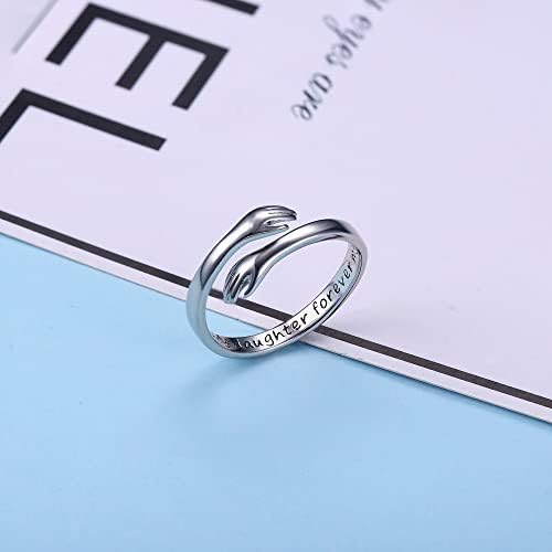 Yesteel S925 Sterling Silver Hug Ring for Women Teen Girls, Adjustable Ring Jewelry Mothers Day Birthday Gifts for Daughters Mom Sister Wife Friends Grandma - Image 6