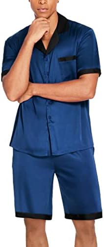 Ekouaer Men Silk Pajamas Set 2 Pieces Satin Pj Button Down Loungewear Sets - Image 5