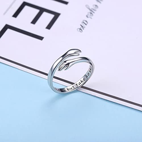Yesteel S925 Sterling Silver Hug Ring for Women Teen Girls, Adjustable Ring Jewelry Mothers Day Birthday Gifts for Daughters Mom Sister Wife Friends Grandma - Image 6