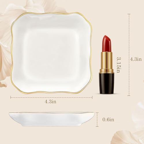 College and High School Graduation Gift for Her, Personalized Graduation Jewelry Dish Class of 2026, Ceramic Ring Tray 4.3x4.3 inches, Customizable Names and Birth Month Flowers - Image 5