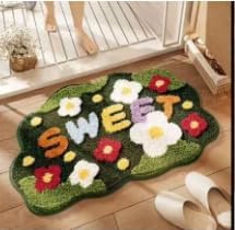 Ankah Shower Rug Bath Mat Forest Series Cartoon Design Bathroom Rug, Fluffy, Soft, Non-Slip, Durable, Absorbent Bath Rug, Irregular Plant Shaped Door Mat and Carpet, 17.7" x 29.5", Sweet