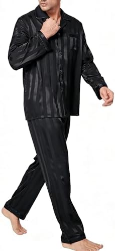 SWOMOG Mens Silk Satin Pajamas Set Long Sleeve Sleepwear Button-Down Pj Two-piece Loungewear with Long Pants S-XXL - Image 5