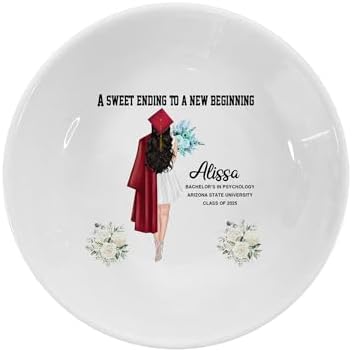 Personalized Jewelry dish graduation gifts for her 2025, A Sweet Ending to a New Beginning, Gifts for Best Friend 03 - Image 6
