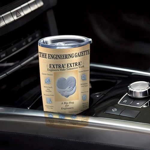 Engineer Gifts 20oz Insulated Tumbler, Newspaper-Inspired Blueprint & Circuit Design, Stainless Steel Travel Mug with Lid, for Men & Women, Students, Graduation, PE/EIT, Retirement, Appreciation - Image 7