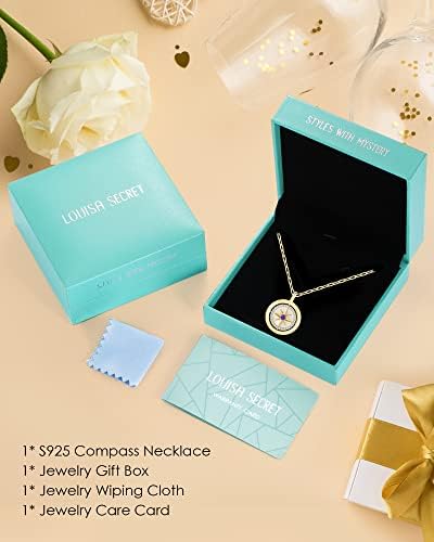 Compass Birthstone Pendant Necklace for Women, S925 Sterling Silver Jewelry - Image 6