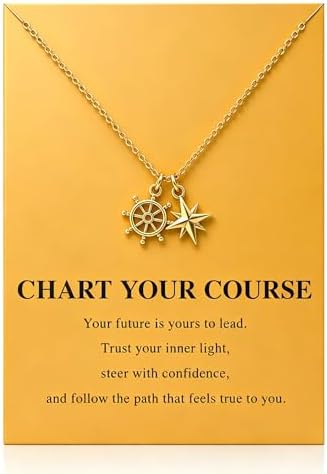 Zealmer Dainty 18K Gold Plated Compass World Map Pendant Necklace Graduation Gift for Friends - Image 6