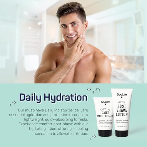 SpaLife 7-Piece Men's Body Care Gift Set | Mens Gift Set with 2-in-1 Shampoo & Conditioner, Body Wash, Moisturizer, Post-Shave Lotion, Sponge & Foot Stone | Gifts for Men | 7-Piece Bundle - Image 7