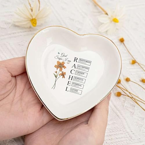 Personalized God Says I Am Name Letter In Bible Verse Jewelry Dish - Custom Birth Flower Jewelry Dish - Christian Gift - Religious Affirmations Gifts - Image 6