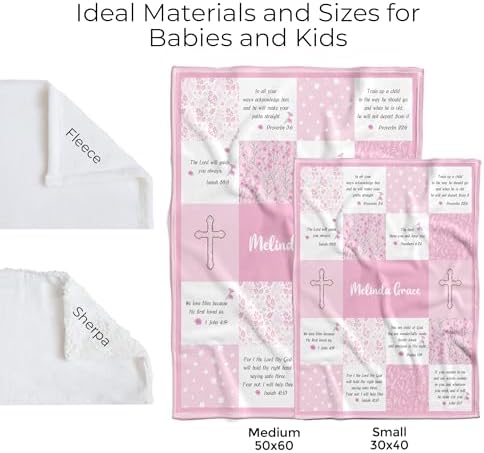 MDPrints Baptism Blanket for Girls, Customized Baptism Gifts for Girl, Personalized Baby Blankets for Girls with Name (Baptism DK19) - Image 5