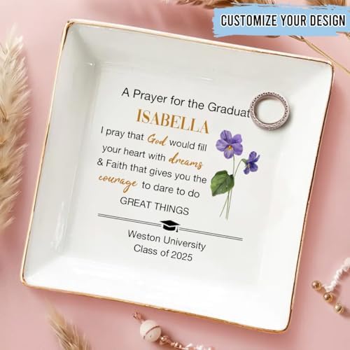 Wrappiness Graduation Personalized Jewelry Dish, A Sweet Ending To A New Beginning Ring Tray, D02 - Image 7