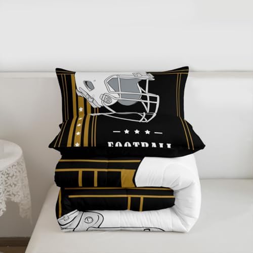 Erosebridal Football Bedding Comforters & Sets Boys Football Bedroom Decor, Gridiron Sports Game Comforter Set Football Lovers Ball Seasonal Bedding King Size, Black Brown - Image 7