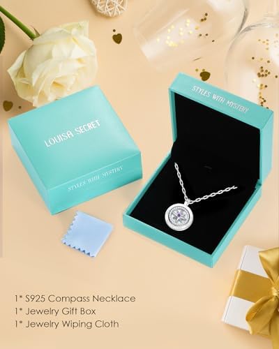 Compass Birthstone Pendant Necklace for Women, S925 Sterling Silver Jewelry - Image 6