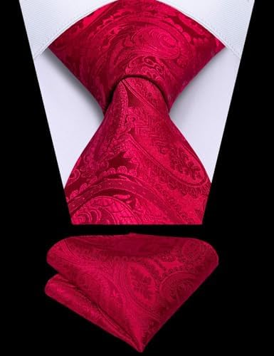 DiBanGu Mens Vest and Tie Set Formal Paisley Waistcoat and Necktie Pocket Square Cufflinks Silk Suit Vest for Tuxedo Wedding - Image 5