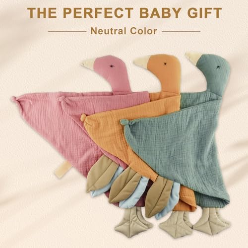 Muslin Security Blanket Lovey for Babies, Soft Goose Lovey for Self-Soothe - Image 6