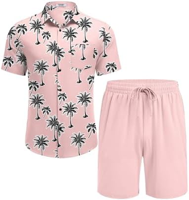 COOFANDY Men's Hawaiian 2 Piece Outfits Floral Button Down Shirt and Shorts Vacation Outfits Summer Beach Matching Set - Image 5