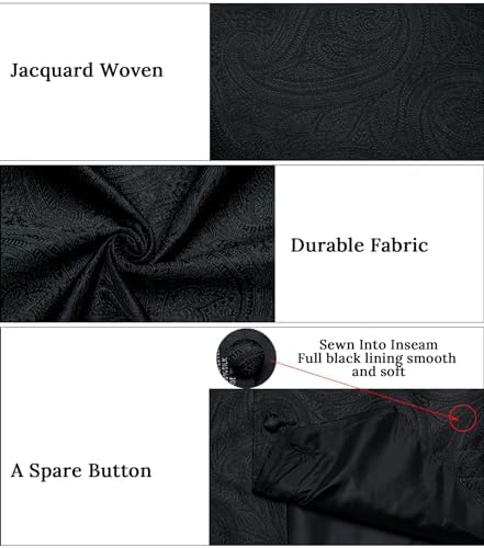 DiBanGu Mens Vest and Tie Set Formal Paisley Waistcoat and Necktie Pocket Square Cufflinks Silk Suit Vest for Tuxedo Wedding - Image 5
