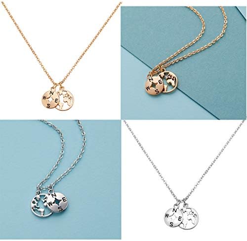 Zealmer Dainty 18K Gold Plated Compass World Map Pendant Necklace Graduation Gift for Friends - Image 4