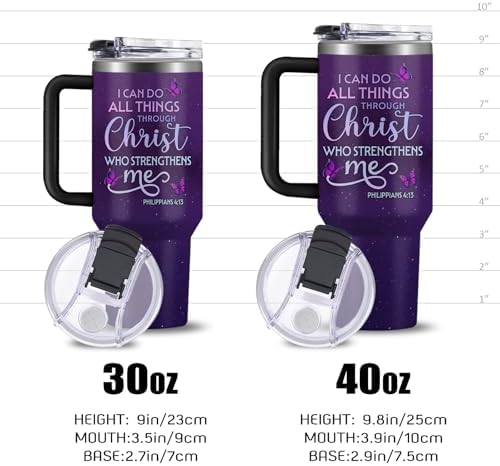 Christian Gifts for Women, 30 oz I Can Do All Things Christ Tumbler With Handle, Inspirational Religious Birthday Gifts for Faith Cup, Christian Jesus God Bible Verse Pastor Prayer Gift for Christmas - Image 7