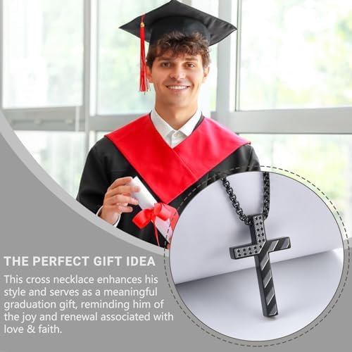 EPIRORA Graduation Gifts Necklace for Him Class of 2026, Stainless Steel Cross Necklace for Boys Men, Inspirational necklaces jewelry Gift for 5th 6th 8th Grade High School College Graduates, 22"+2" - Image 7