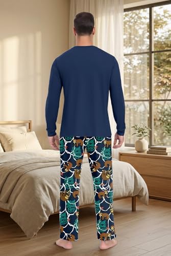 PrinStory Men's Pajama Sets Loungewear Sleepwear Pjs Lightweight Long Sleeve Shirts & Bottoms Soft Comfy Sleep Sets S-2XL - Image 6