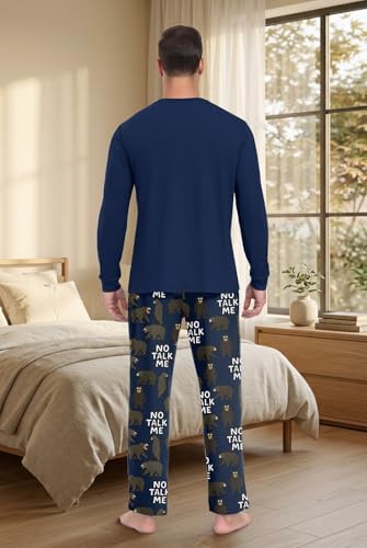 PrinStory Men's Pajama Sets Loungewear Sleepwear Pjs Lightweight Long Sleeve Shirts & Bottoms Soft Comfy Sleep Sets S-2XL - Image 6