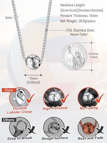 FaithHeart Sports Necklace for Men Women, Stainless Steel Gold Plated 3D Football/Soccer/Basketball/Volleyball Pendant Jewelry with Delicate Gift Packaging - Image 6
