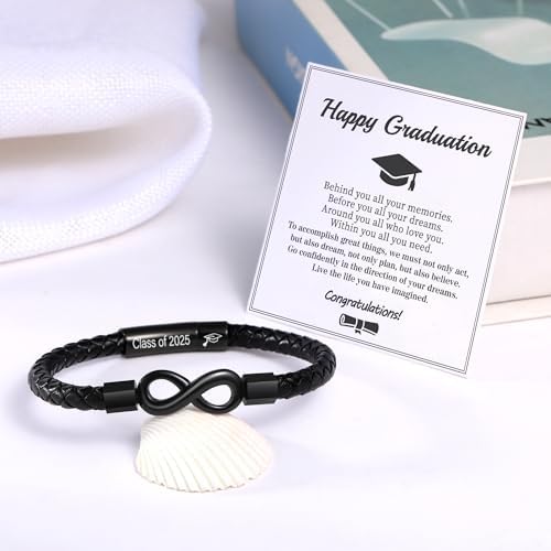 Leather Bracelet Gifts for Men, To My Son Bracelet Fathers Day Bracelet Gifts Dad Grandpa Love You Forever Engraved Birthday Valentines Graduation Gift Infinity Knot Jewelry - Image 7