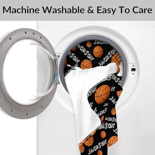 Personalized Baby Blankets for Girls Boys, Custom Baby Blanket with Name Swaddle Toddler Fleece Blanket Personalized Gift Black Basketball Text - Image 7