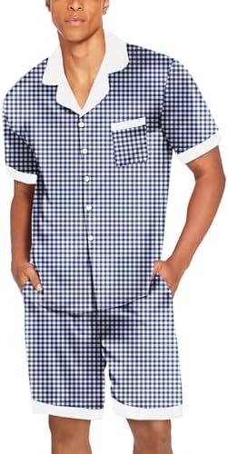 Ekouaer Men Silk Pajamas Set 2 Pieces Satin Pj Button Down Loungewear Sets - Image 5