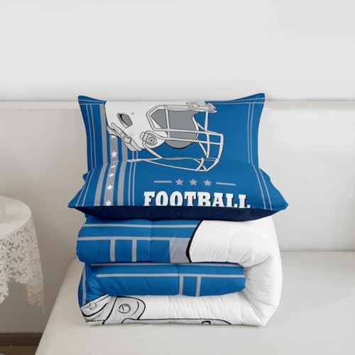 Erosebridal Football Comforter Set Full, Kids Sports Bedding, Sport City Style Bedding Set Boys Sports Rugby Game Comforter Sports Team Blue White Stars and Stripes Duvet Set - Image 7
