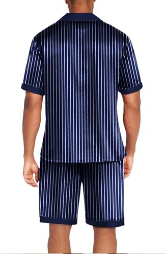 Ekouaer Men Silk Pajamas Set 2 Pieces Satin Pj Button Down Loungewear Sets - Image 6