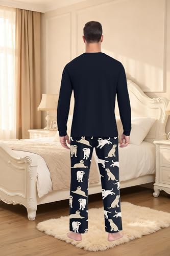 PrinStory Men's Pajama Sets Loungewear Sleepwear Pjs Lightweight Long Sleeve Shirts & Bottoms Soft Comfy Sleep Sets S-2XL - Image 6