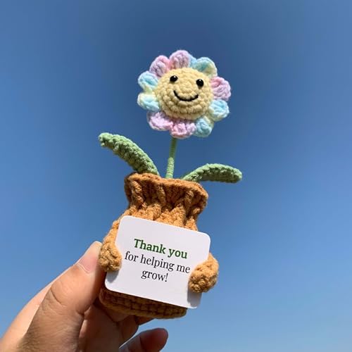 Teacher Appreciation Gifts Thank You for Helping Me Grow! Handmade Positive Sunflower Crochet Gifts for Women Thank You End of Year Graduation Teacher Gifts from Student - Image 6