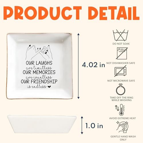 Pinky Promise Besties Jewelry Dish – Bestie Gift for Women, Cute BFF 4" Ceramic Jewelry Tray, Birthday Gift for Best Friend, Friendship Keepsake Ring Dish, Best Friend Gift, Bestie Anniversary - Image 6