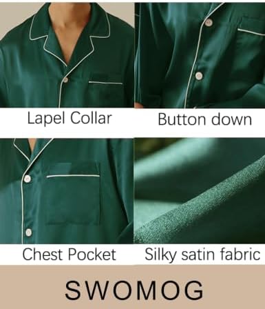 SWOMOG Mens Silk Satin Pajamas Set Long Sleeve Sleepwear Button-Down Pj Two-piece Loungewear with Long Pants S-XXL - Image 5