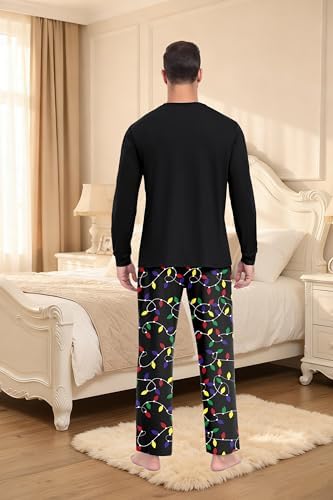 PrinStory Men's Pajama Sets Loungewear Sleepwear Pjs Lightweight Long Sleeve Shirts & Bottoms Soft Comfy Sleep Sets S-2XL - Image 6