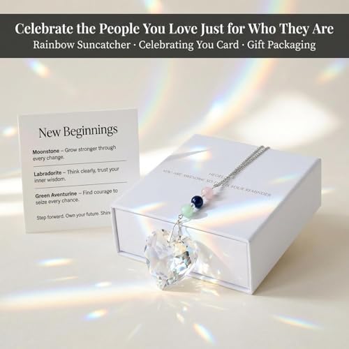 Hegelda Birthday Gifts for Women, Mom, Friend - Mothers Day Inspirational Gifts for Friends Her Coworkers Girlfriend Wife Mom Daughter Sister Aunt - Healing Crystals Heart Suncatcher for Window - Image 6