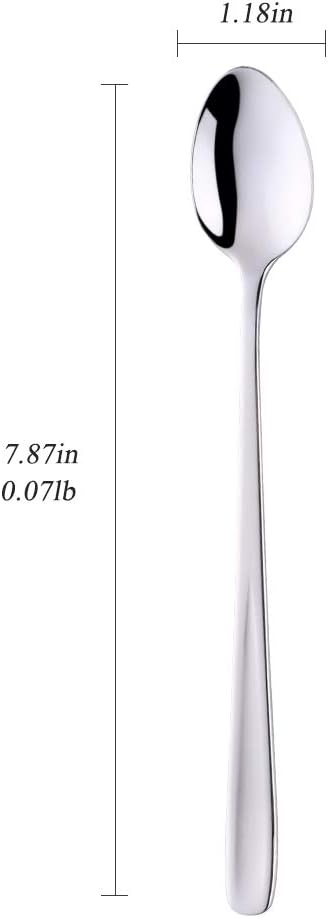Buyer Star Long Handle Iced Tea Spoons Set of 6, 8 inch 18/10 Coffee Spoon Sets for Mixing, Cocktail Stirring, Tea, Coffee, Milkshake, Cold Drink