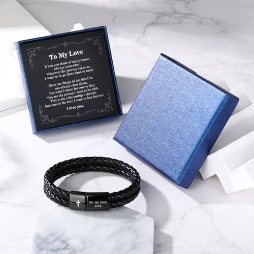 Christian Bracelet for Men, Bible Verse Leather Cross Gift for Men - Image 6