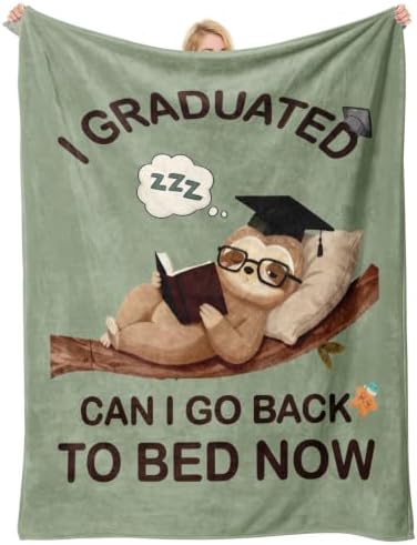 Funny Graduation Gift for Her Him - Green Sloth Blanket, Graduation Gifts by Unknown