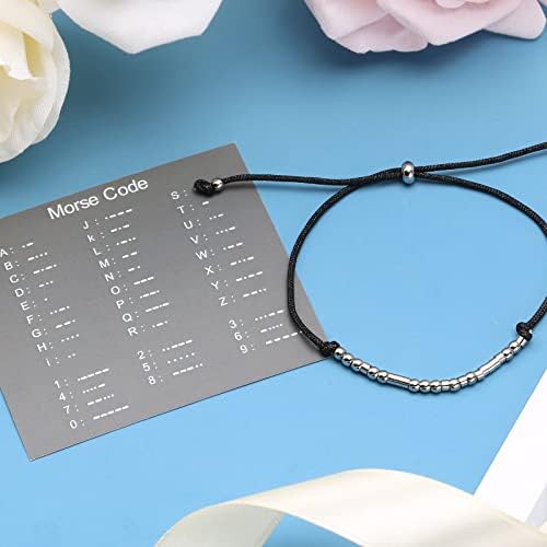 ASELFAD Morse Code Bracelets for Women, Funny Best Friend Birthday Gifts for Women Friendship Bracelets, Inspirational Jewelry, Teen Girl Gifts Trendy Stuff - Image 2