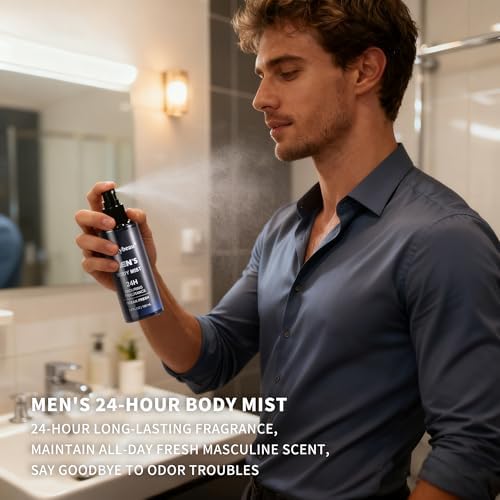 Men's Bath and Body Spa Set, 7-Piece Kit with 3-in-1 Shower Wash, Body Scrub, Body Mist, 2-in-1 Handmade Soap and Travel Bag, Personal Care Set for Men - Image 7