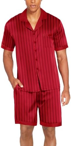 Ekouaer Men Silk Pajamas Set 2 Pieces Satin Pj Button Down Loungewear Sets - Image 5