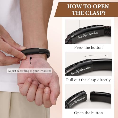 MEALGUET Men's Bracelets Gifts for Men - Brown Braided Leather Infinity Knot Bracelets Engraved Love Massage for Son Man Husband Boyfriend, Mens Bracelet Jewelry Gift for Birthday Valentine's - Image 6