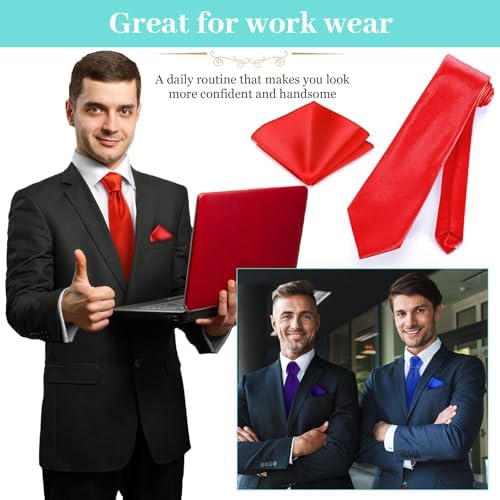 Zhanmai 48 Pcs Mens Ties and Pocket Square Set Satin - Image 6