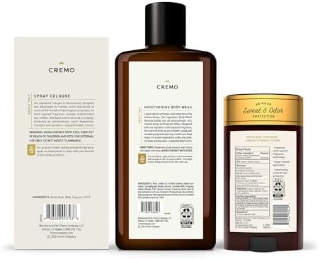 Cremo Gift Set, Spice & Black Vanilla - Cologne, Body Wash, Antiperspirant - Image 2
