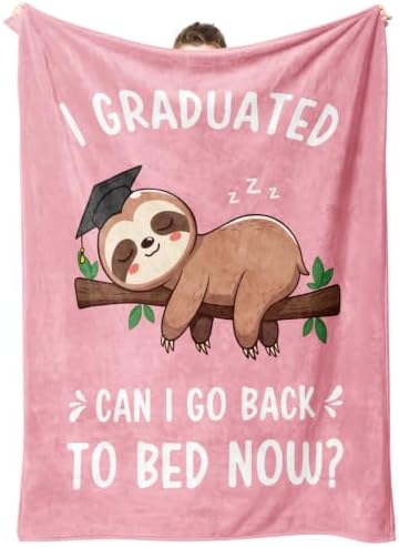Funny Graduation Gifts for Women, Her & Him, Practical Throw, College Graduation Gifts for Men, Nurse, 2026 Grad Gifts for Master Degree, High School, PHD, Sloth Blanket, Pink(50 * 60) by Encoink
