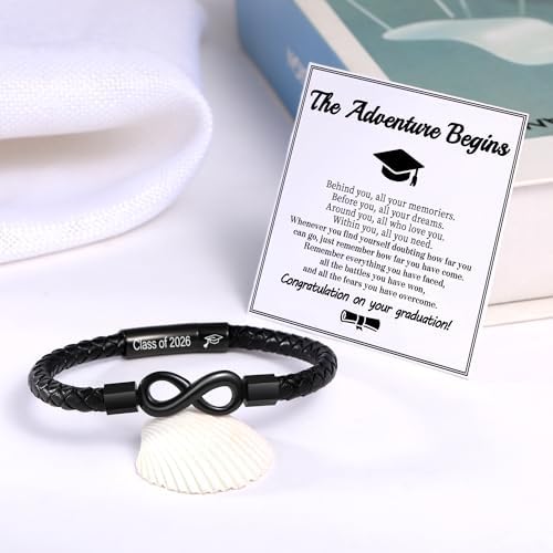 Leather Bracelet Gifts for Men, To My Son Bracelet Fathers Day Bracelet Gifts Dad Grandpa Love You Forever Engraved Birthday Valentines Graduation Gift Infinity Knot Jewelry - Image 7