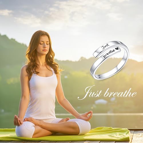 Yesteel S925 Sterling Silver Hug Ring for Women Teen Girls, Adjustable Ring Jewelry Mothers Day Birthday Gifts for Daughters Mom Sister Wife Friends Grandma - Image 7